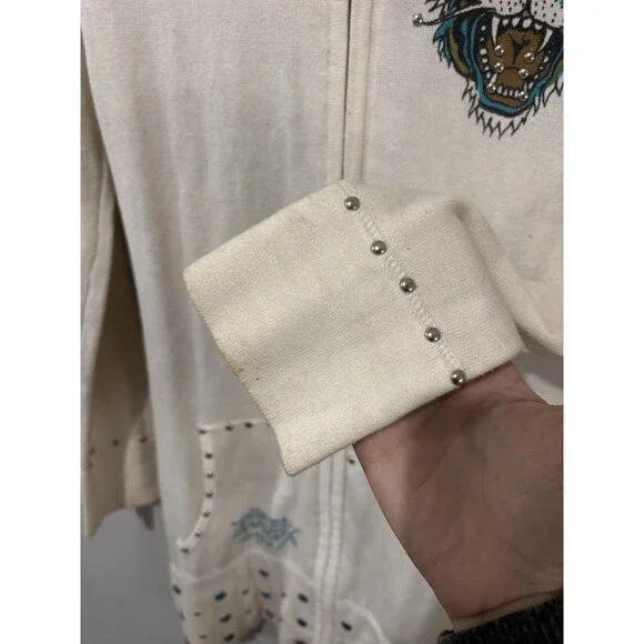 Ed Hardy by Christian Audigier White Women’s Zipped Hoodie Dress Tiger - Picture 8 of 8